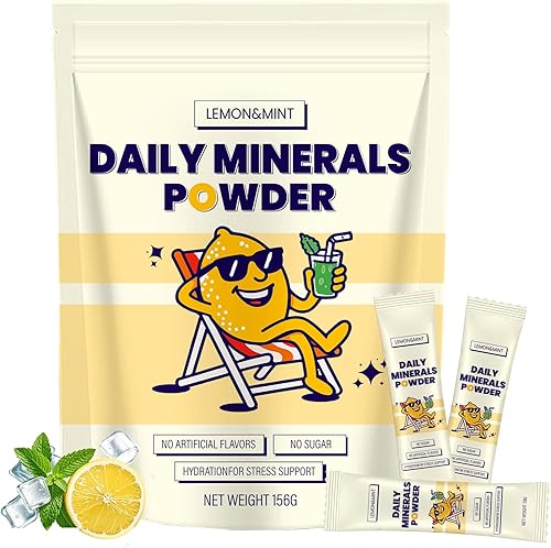 Miniatura 1 de Paquetes de electrolitos en polvo  Mezcla de bebida de electrolitos, polvo de electrolitos sin azúcar con oligominerales  Sabores de menta y limón,