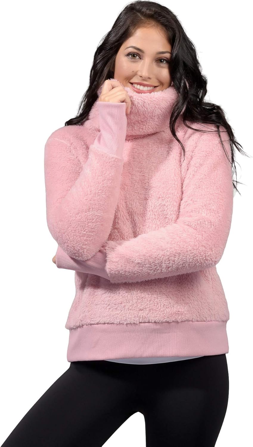 90 Degree By Reflex Ultra Soft Sherpa Cowl Neck Pullover Sweater