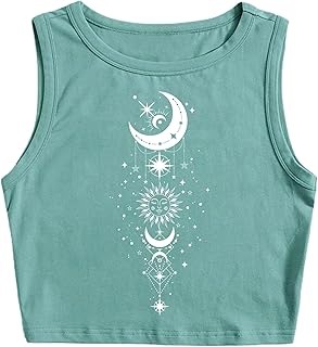 Women's Casual Sleeveless Color Block Cropped Top Crewneck Tank Top Shirts