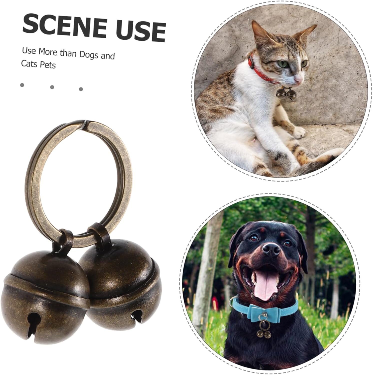 UPKOCH 1set Decorative Pet Collar Bells Multi-function Metal Bells for Dogs Cats Lightweight Sturdy Charming Accessory for Pet Outfits Includes