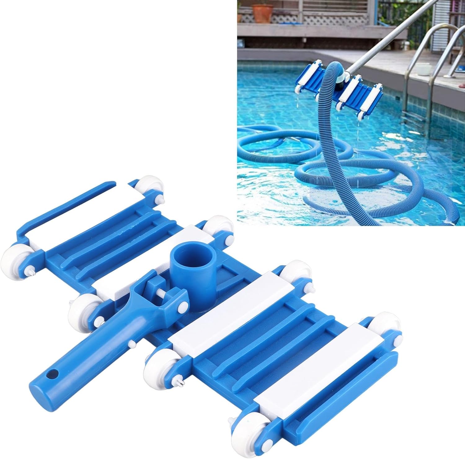 Pool Vacuum Head with Wheels, Aluminum Handle,Removable
