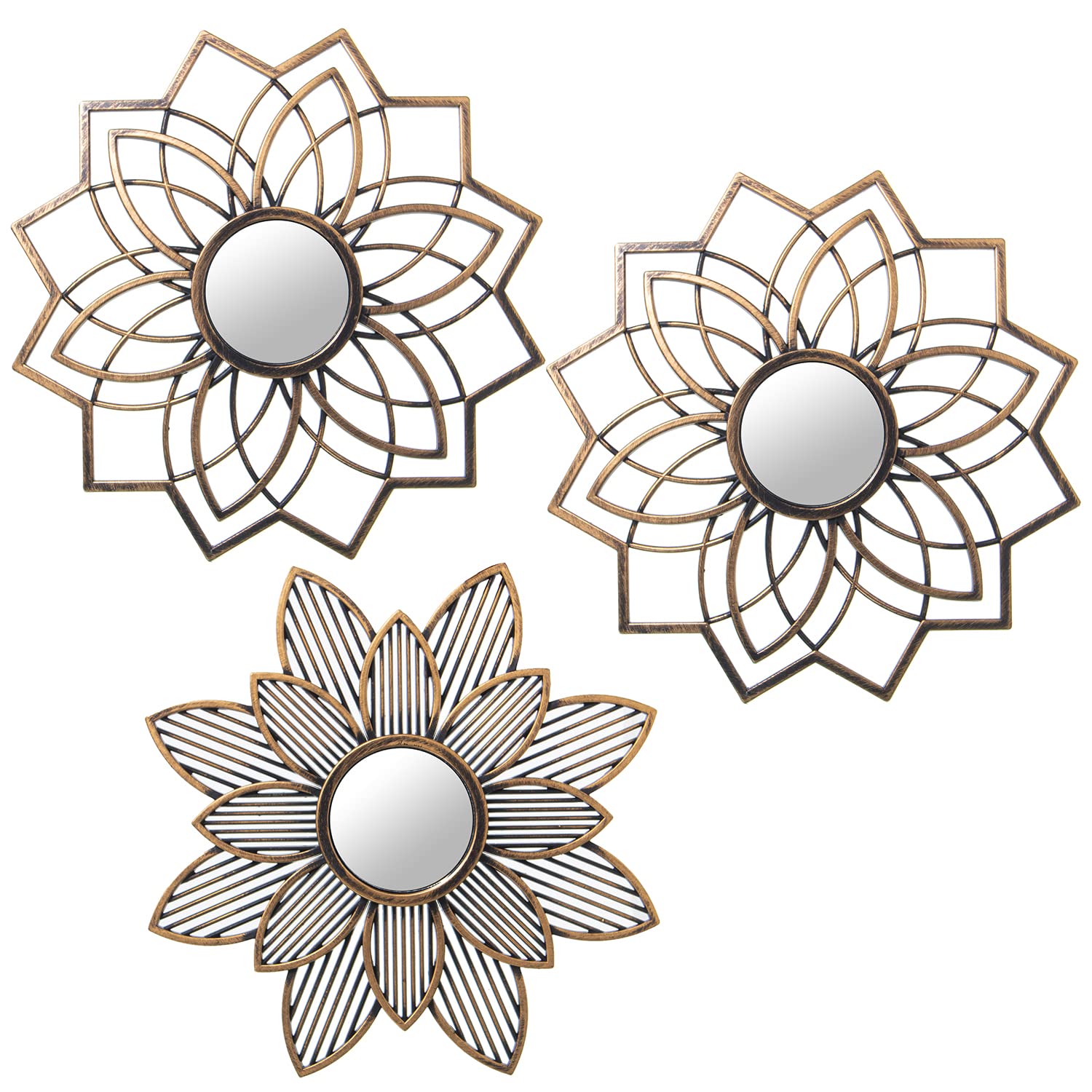 Miroirs de paroi 25cm dorés lot de 3 miroir mural rond salon et entrée