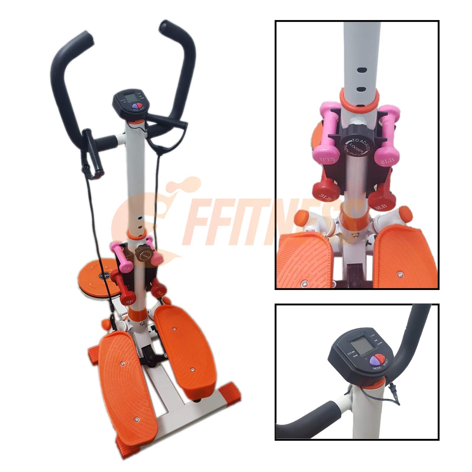 FFitness Stepper Twister Ffitnes, Strumento Professionale Multifunzione per l'home Fitness Unisex Adulto, Bianco, Medium