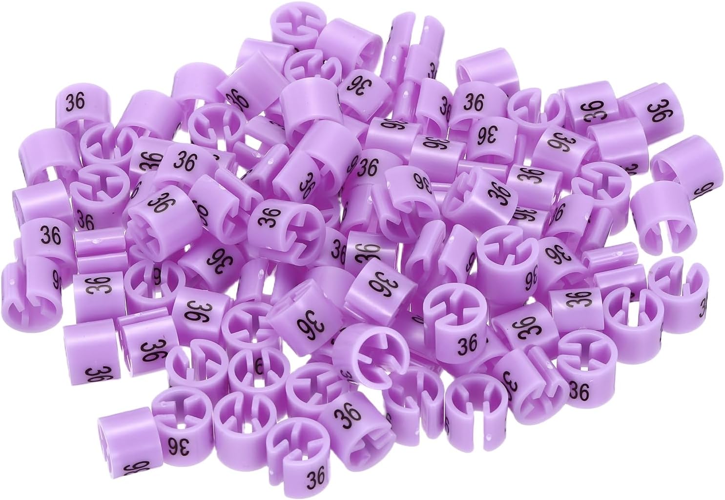 sourcing map Clothes Hanger Marker Number 36 Tag Fit 3mm Rod Purple for Garment Clothing Color Coding, Pack of 100