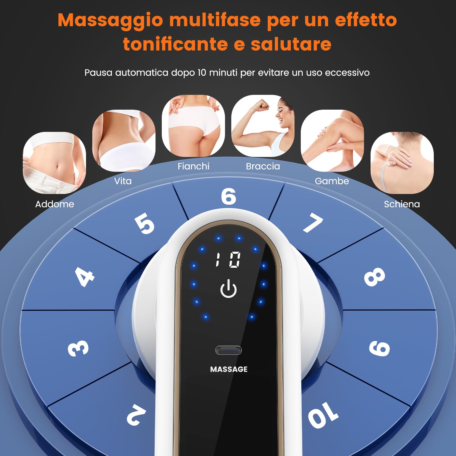 Massaggiatore Anticellulite Professionale Elettrico - Portatile Massaggiatore Linfodrenante con Riscaldamento 6 Livelli Intensità 3 Modalità di Massaggio Forme Rassodanti Rassoda e Scolpisce