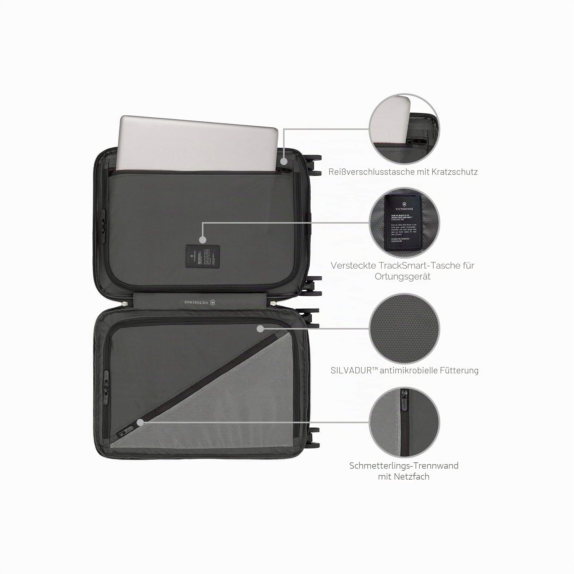 Victorinox Airox Advanced Frequent Flyer Hardside Carry-On, Handgepäcktrolley, Leicht, Damen/Herren, 35 x 23 x 55 cm, 37 l, Erweiterbar, Schwarz