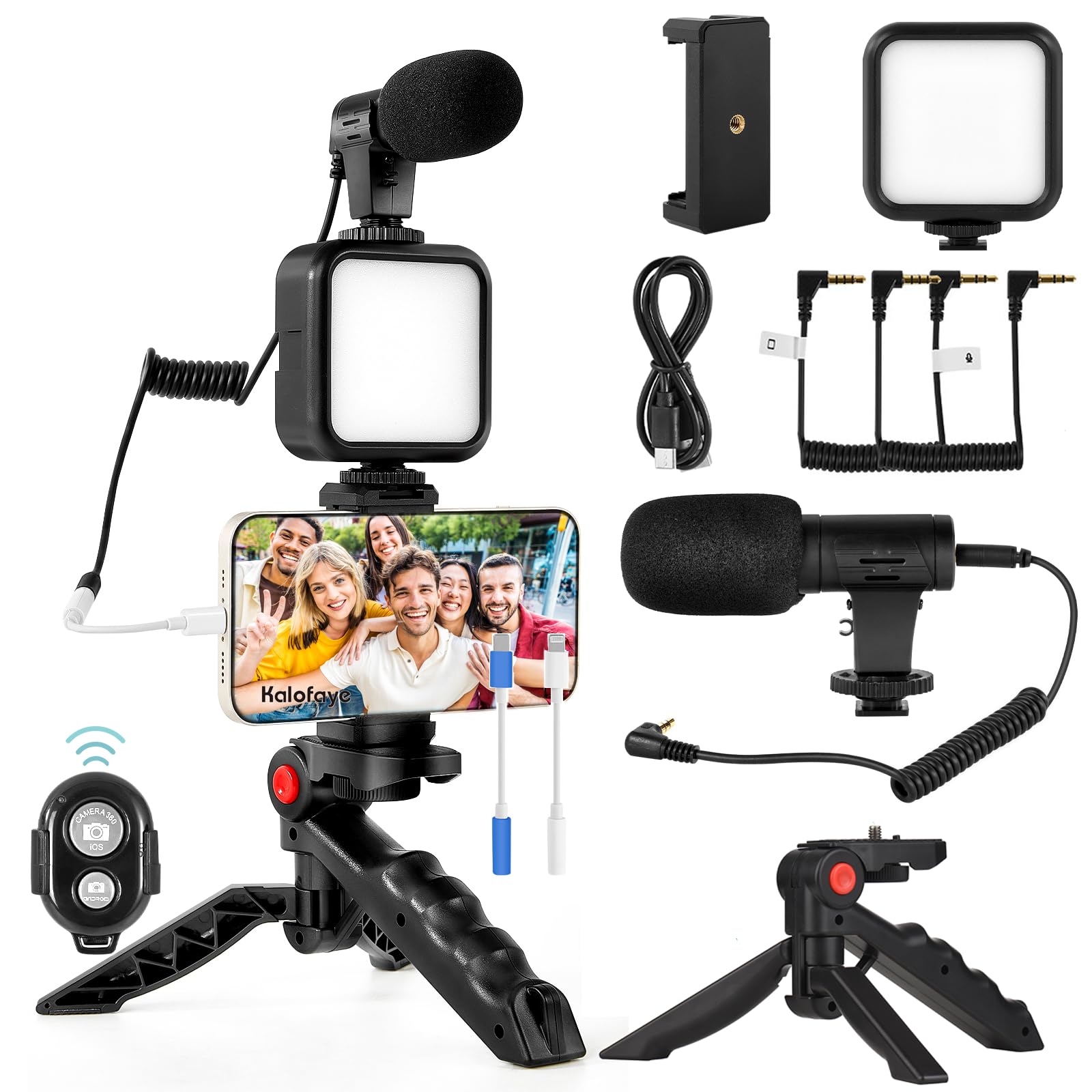 Kit Vlogging Per Smartphone | Con Microfono, Luce LED E Treppiede | Per Video, Live E Contenuti Social