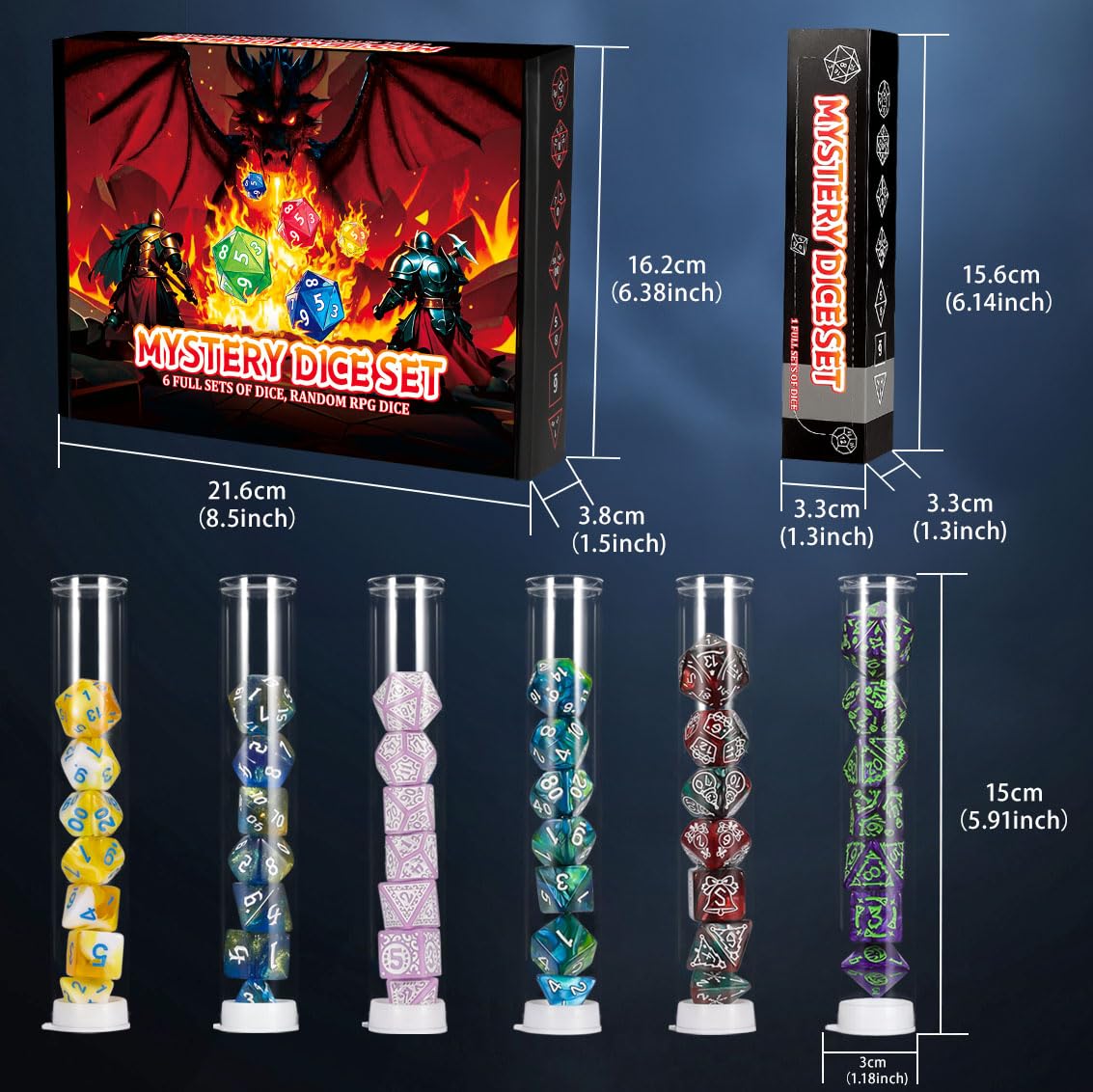 Mystery Dice Goblin - Mystery DnD dobbelstenen set, meer dan 150 unieke sets! 7-delige polyhederale dobbelstenen set kerkers en draken dobbelstenen blinde doos DND geschenken