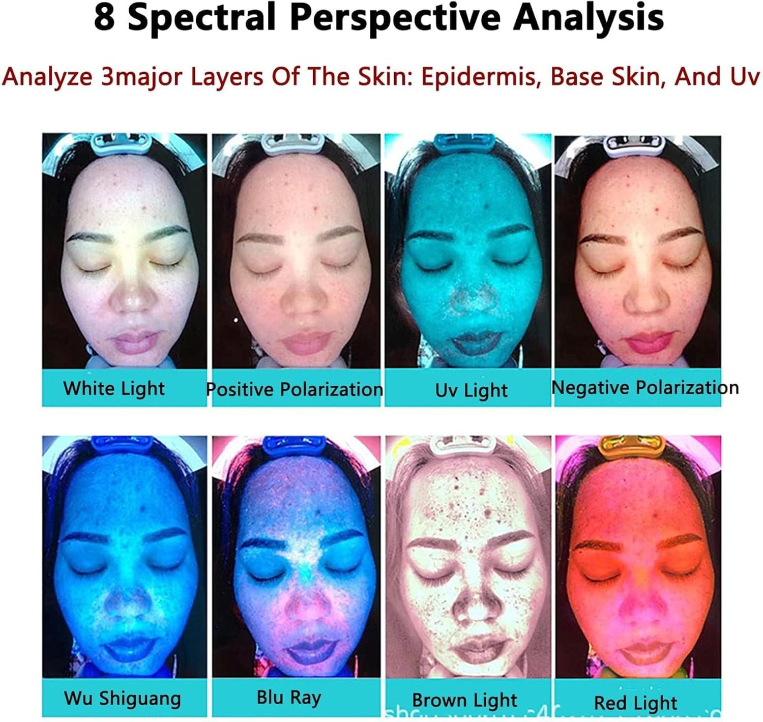 MObyat Analizador Piel 3D, Analizador Humedad Facial Pantalla LCD, 38 Millones Píxeles Alta Definición/8 Espectros/5 Dimensiones/14 Indicadores/Almacenamiento Ilimitado/detección Rápida 10 S
