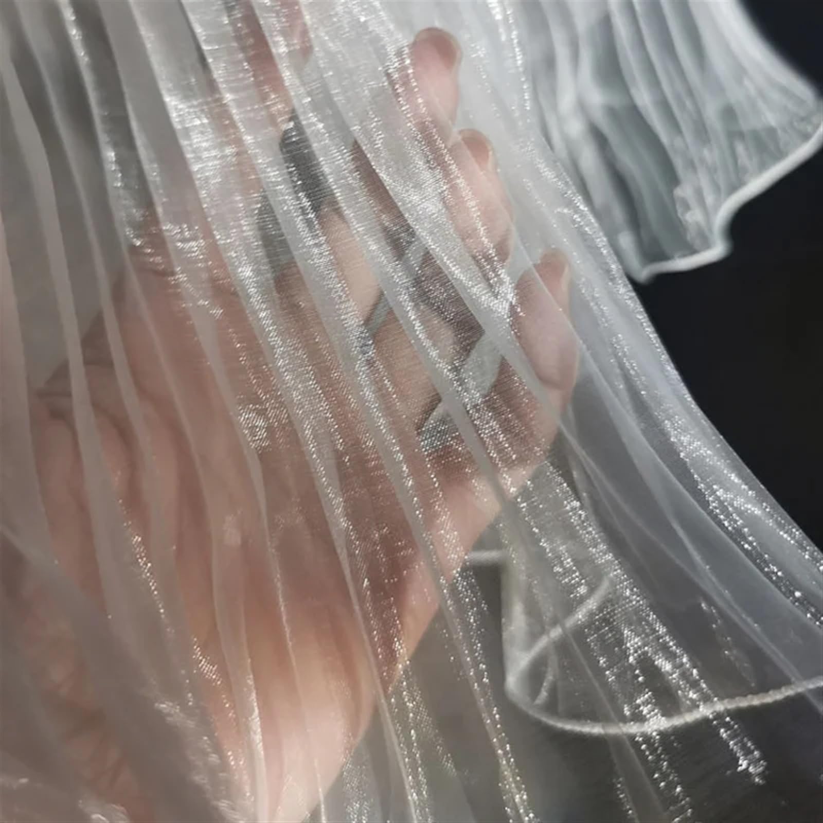 Tela plisada brillante con volantes de 3/5/10 m, gasa de organza transparente para vestidos, tela para coser (145 cm x 5 m)