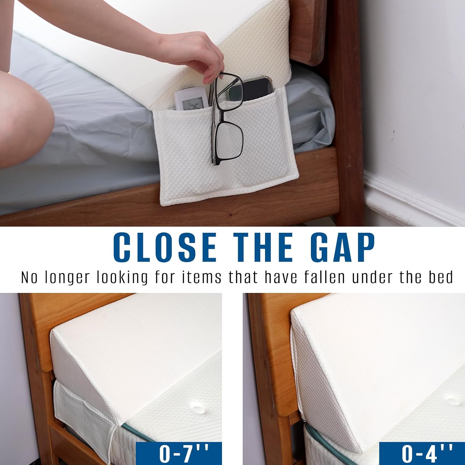 Queen Bed Wedge Pillow for Headboard Bed Gap Filler/Headboard Pillow,Pillow Wedge for Headboard Gap(0-7") Stop Loosing Your Pillows,Phone (60"x10"x6")