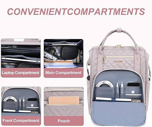 Miniatura 9 de KROSER Mochila para laptop de 17 pulgadas, elegante mochila repelente al agua, mochila informal con puerto USB, bolsa de trabajo de viaje para