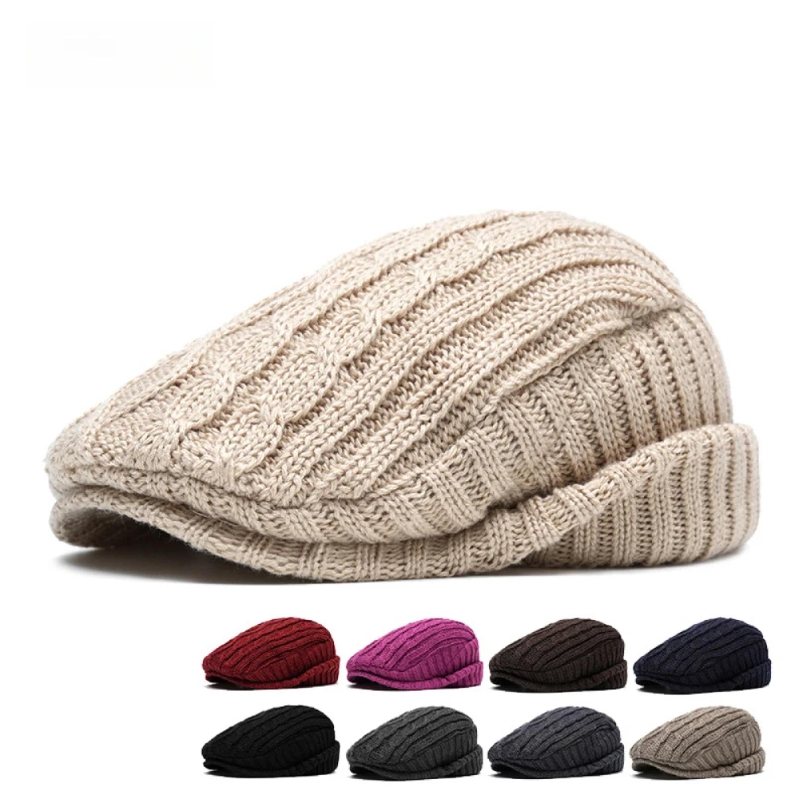 Casquettes Bonnets Chapeaux Bonnet Tricoté Bonnet Chapeau Béret Tricoté pour Femme, Bonnet d'hiver en Coton Confortable avec Doublure, Coupe Ample pour L'Automne Et l'hiver, Casquette Élégan