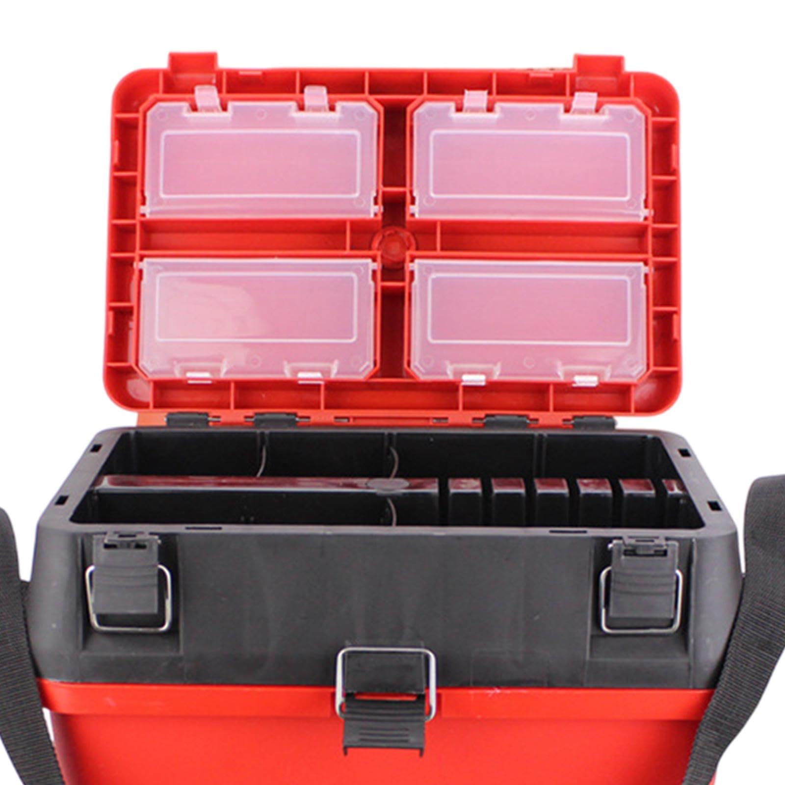Angeln Groß Fishing Tackle Box mit Verstellbarem Trennsystem Tragbarer Faltgriff Robuste Sitzfunktion mit Zugang Zur Fischereiausrüstung Wasserdichter