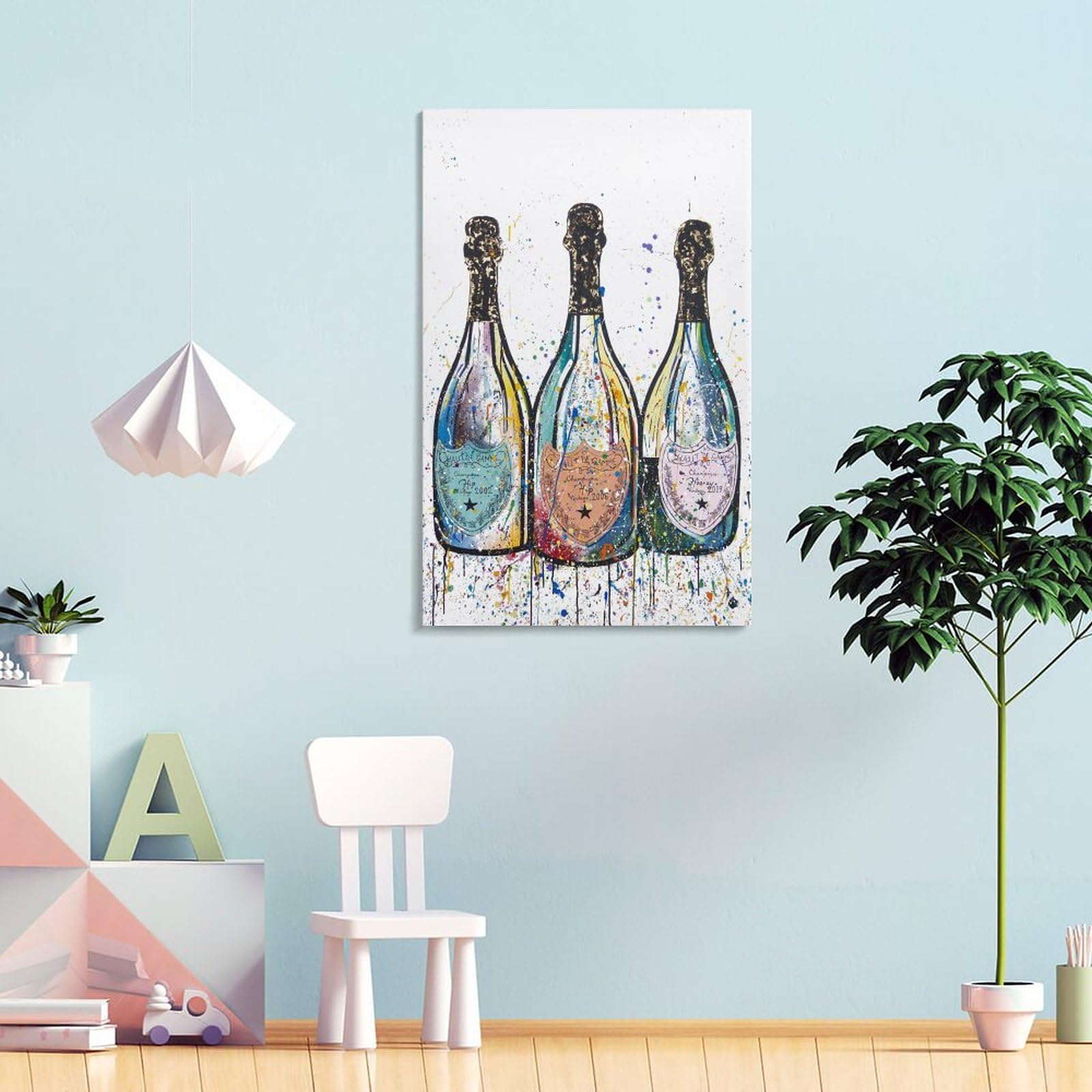 Amazon.co.jp: シャンパンボトル 絵画抽象的なカラーアートポスター