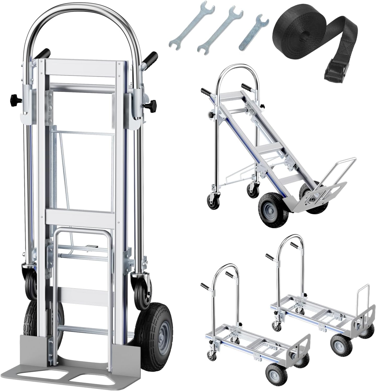 Hand Trucks Heavy Duty Aluminum Dolly Cart,Solid Wheels, 1000 Lbs Capacity