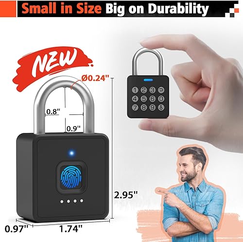 Miniatura 7 de Eseesmart Cerradura de casillero de huellas dactilares con código, candado de combinación inteligente de huellas dactilares biométricas sin llave,
