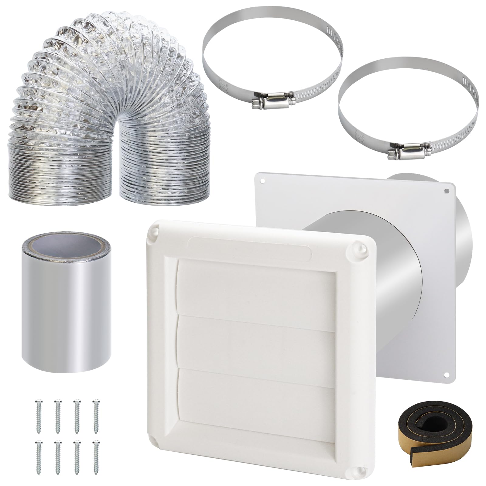 Dryer Vent Kit with Connector&Wall Plate&Duct Hose,4 Inch Dryer Vent ...