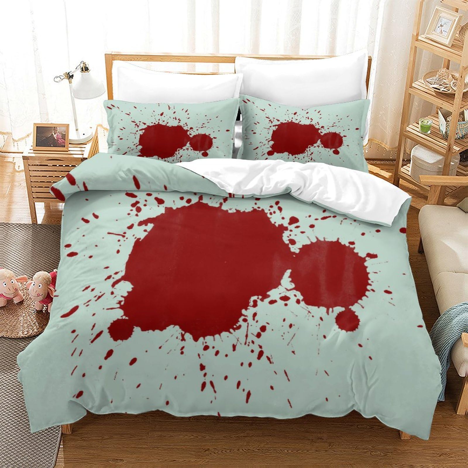 P1S9U7W5Y 3D Printed Artistic Blood Stain Duvet Cover Set 3pcs Microfiber Creative Splatter Bedding Set Double（200x200cm）