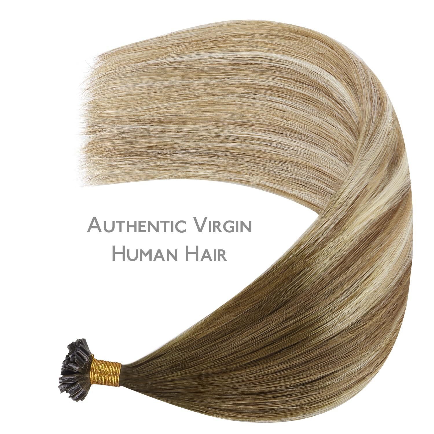 Wennalife Extension Capelli Veri Cheratina, 55cm Extension Cheratina Capelli Veri, Ombreggiatura dal Castano Noce al Castano Cenere e al Biondo Candido Remy Umani per 50g 50 Ciocche