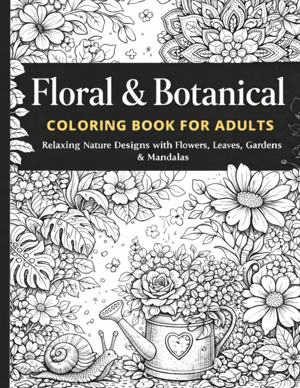 Floral & Botanical Coloring Book for Adults: Relaxing Nature Designs with Flowers, Leaves, Gardens & Mandalas