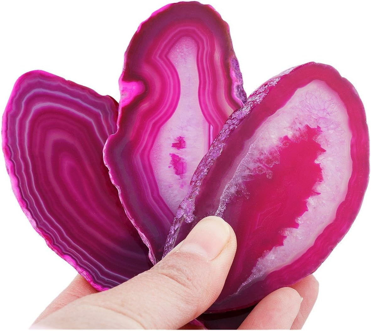 Polished Agate Light Table Slices,Geode Agate Slab Cards Pack of 12(Black)