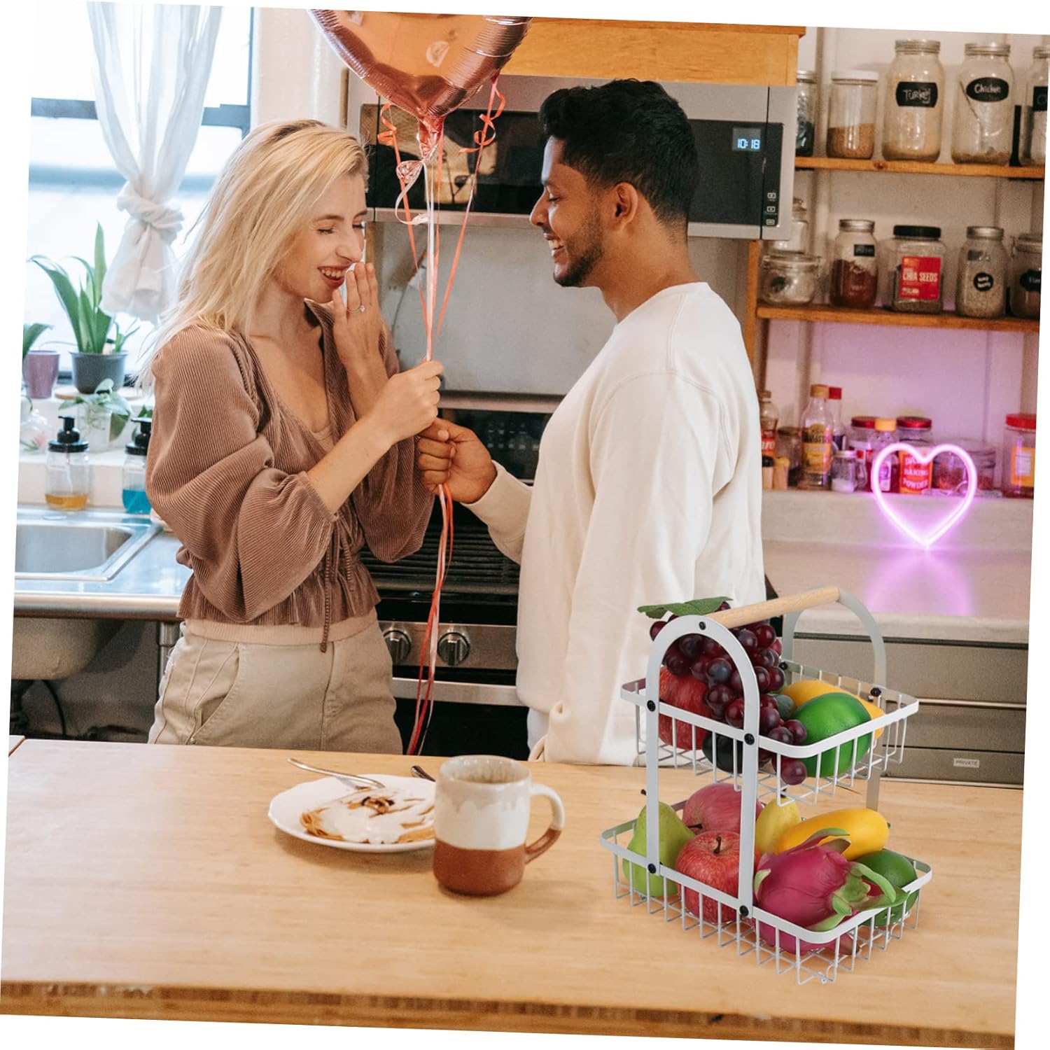 PRETYZOOM Iron Fruit Basket Wire Fruit Bowl Desktop Organizer Iron Art Storage Container