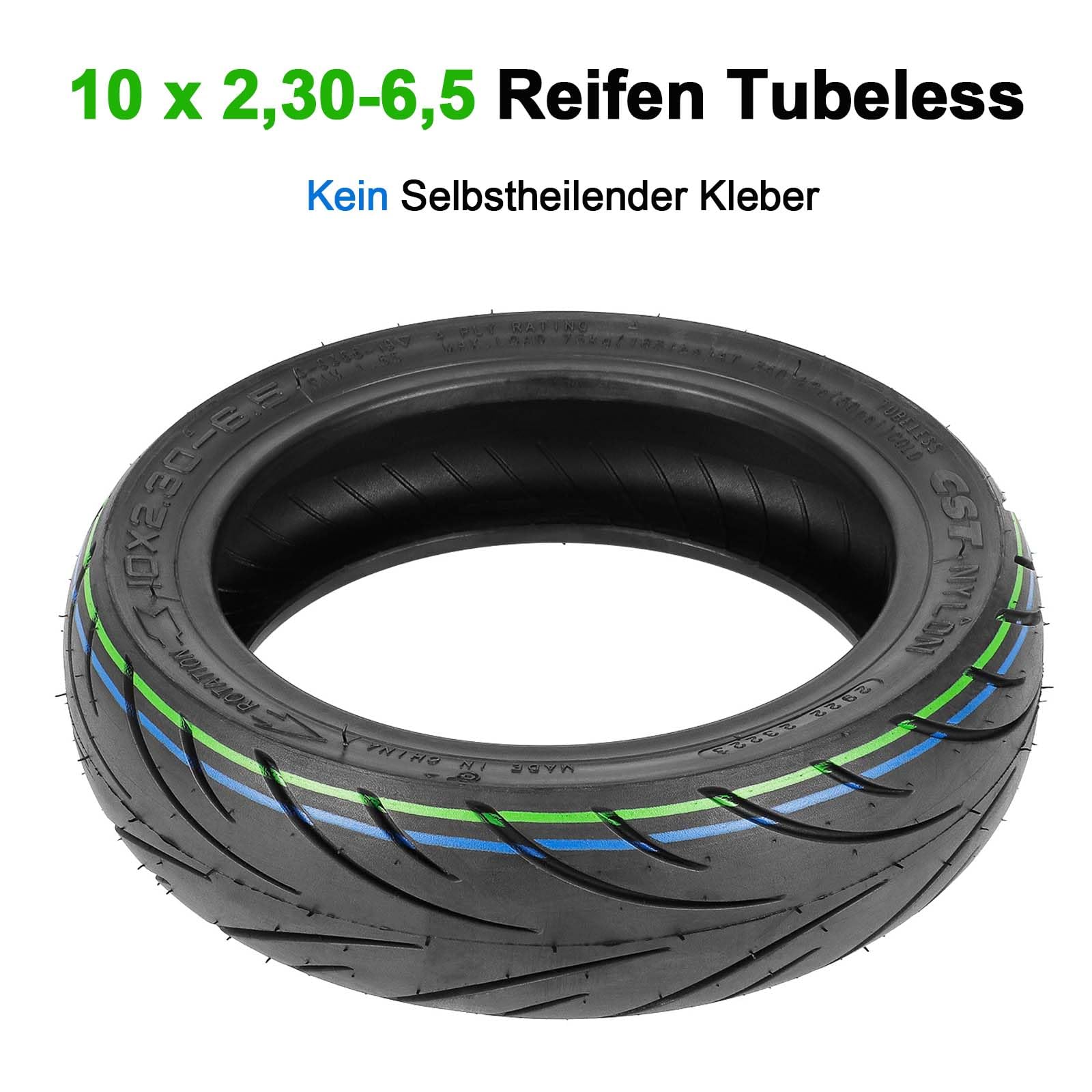 6,5 x 2,30-10 CST Pneumatico Tubeless per Monopattino Elettrico NIU KQi2 / KQI2 Pro 10 Pollici, Senza Camera d'Aria, Anteriore/Posteriore, con Valvola (2 Pezzi)