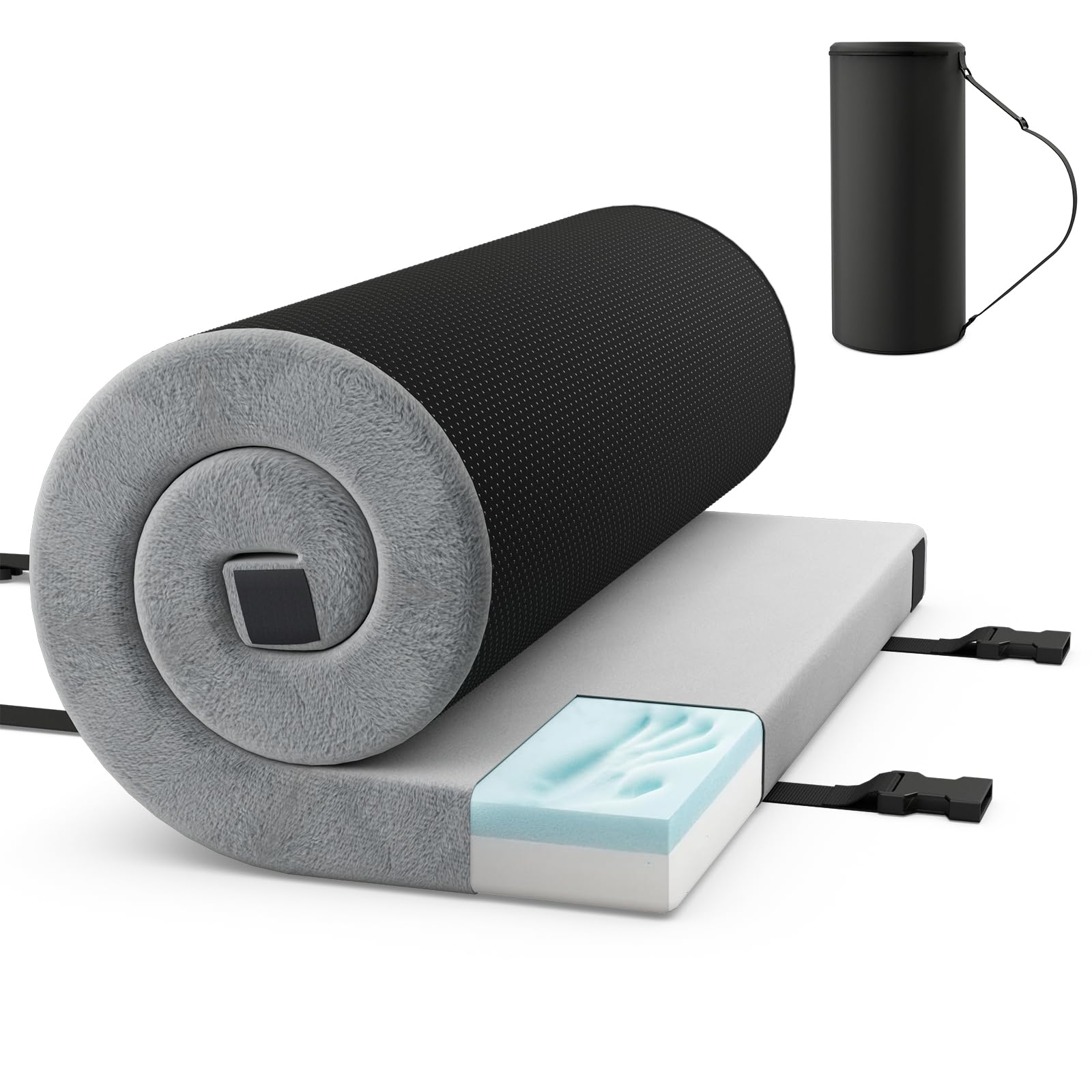 SOARS Matelas Pliable 1/2 Personnes, Matelas Camping Portable en Mousse à Mémoire de Forme Douce et Confortable, Surface Imperméable, pour Camping, Voiture, Voyage