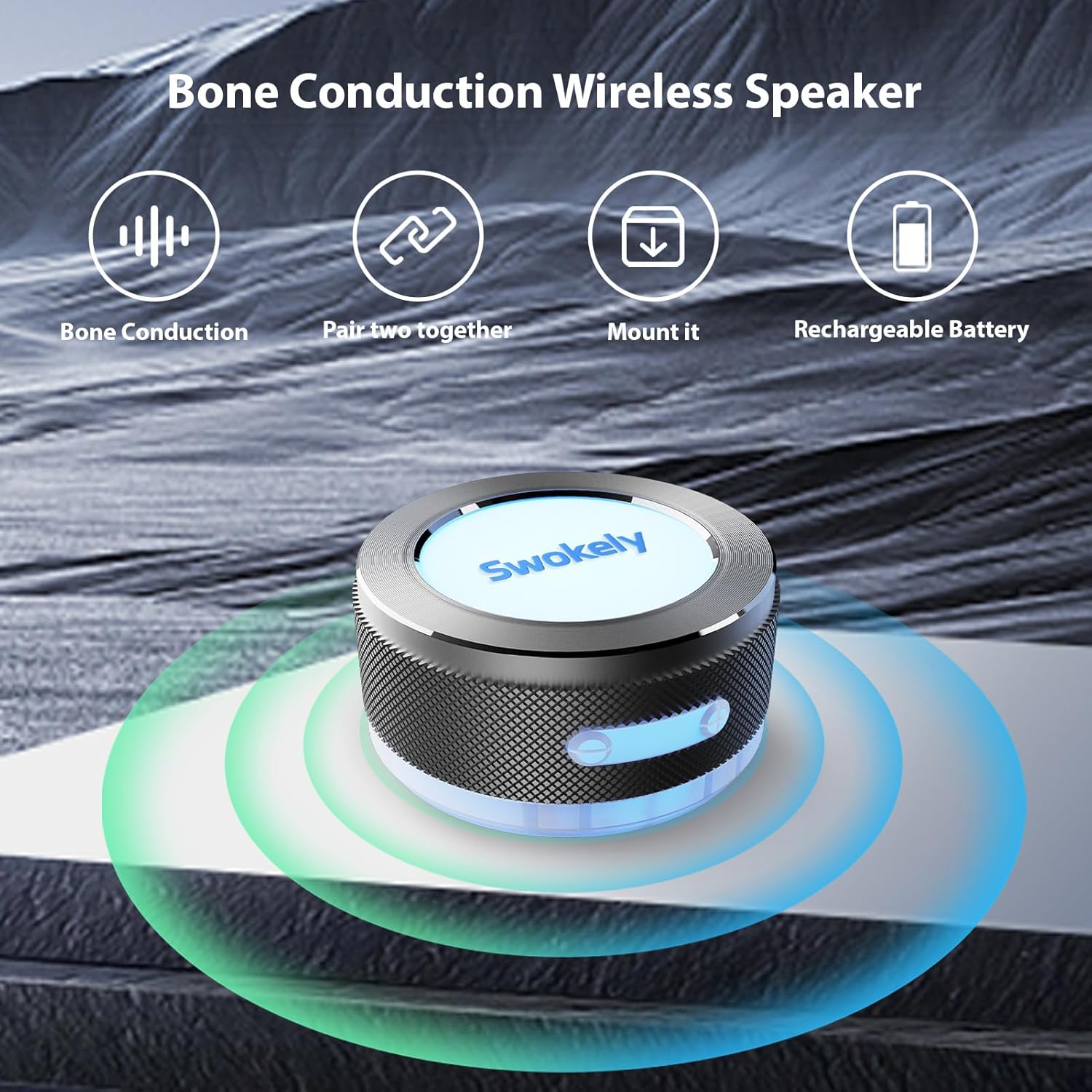 Bone Conduction Speaker, Wireless Portable Speaker, BT5.4 Mini Small Speaker with Big Sucker, Crystal Clear Sound, Rich Bass, Mini Music Player for Home, Outdoor, Travel, Party, 1 Pack - Image 2