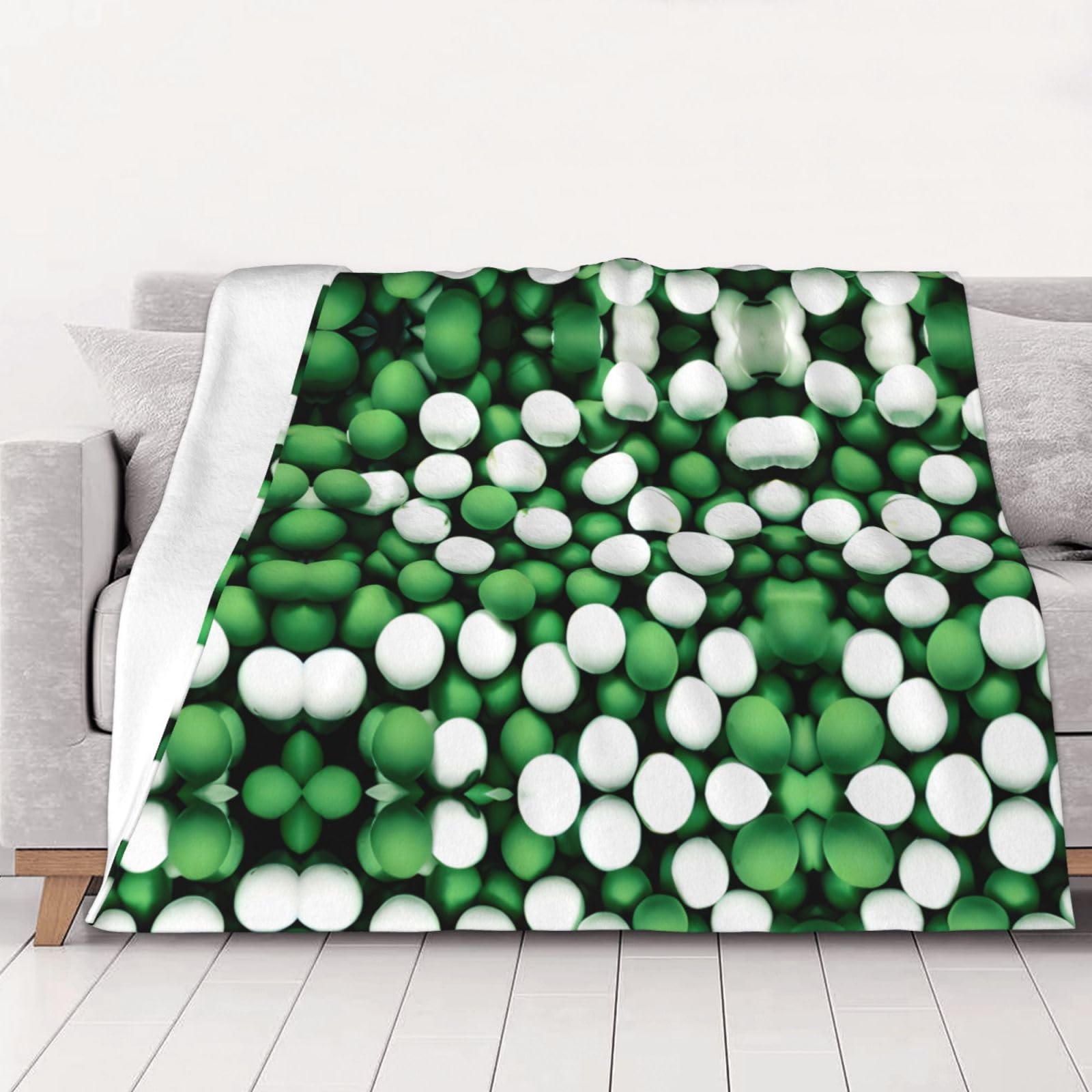 Couverture lit football en micropolaire verte et blanche jeté de canapé flanelle douce