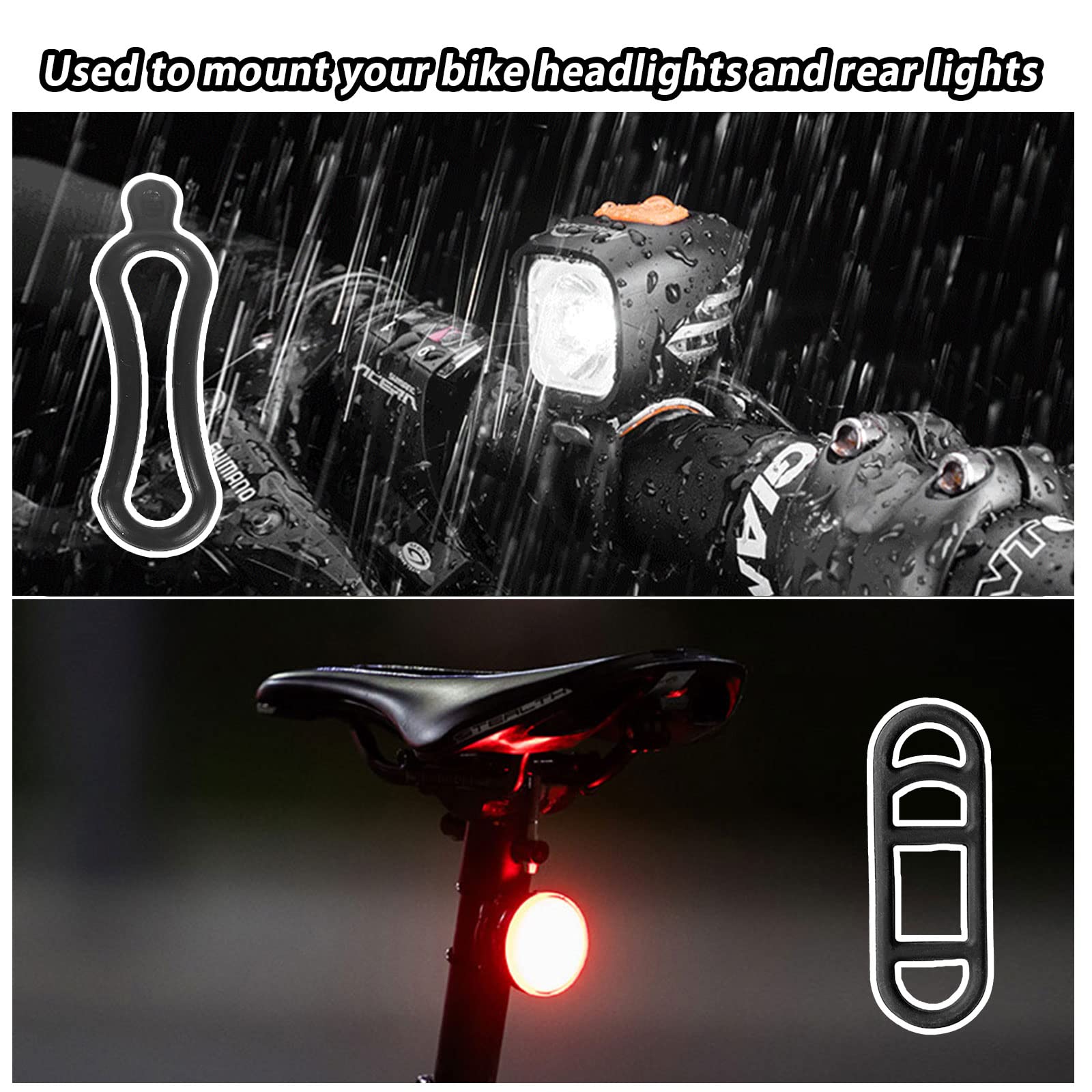 Ronyaoko 10 anelli di gomma per bicicletta, anelli di fissaggio per bici, elastici leggeri, cinghie di montaggio in gomma multiuso per faro, bicicletta, faro a LED (nero