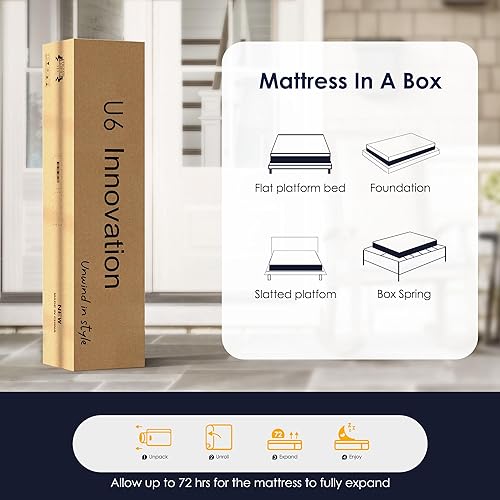 Miniatura 6 de Colchón King de 14 pulgadas, colchón de espuma viscoelástica de firmeza media con funda extraíble lavable de gel refrescante en una caja, 80 x 76 x