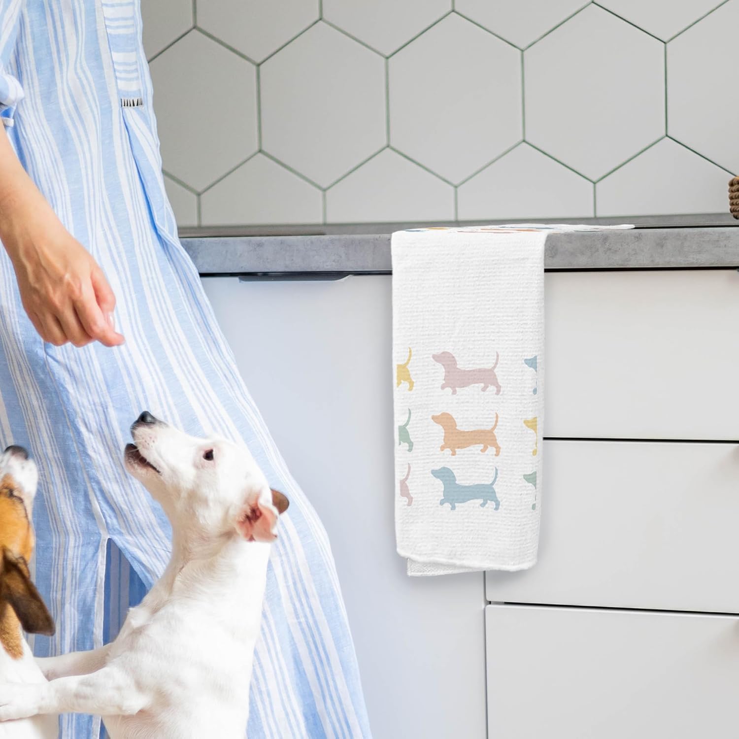 Wiener Dog Kitchen Hand Towels - Dachshund Tea Towels, Decor and Gifts for Women, Dog Mom - 1624 Inches - Image 7