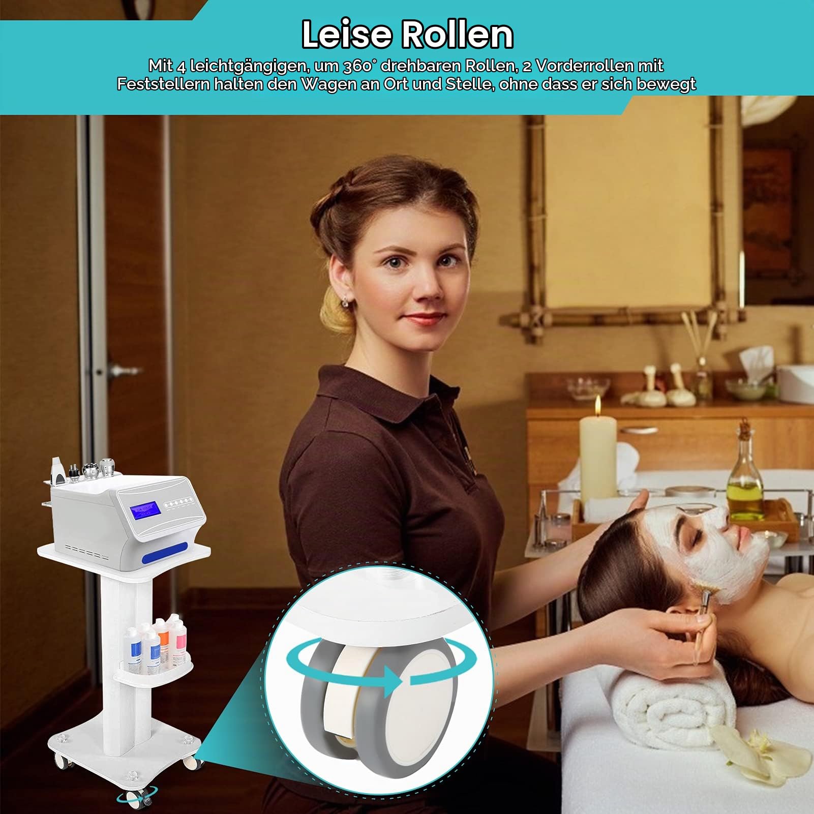 Kosmetikwagen Salonwagen, Arbeitswagen mit Ablagefach Tragbar Gerätewagen Friseur Rollwagen Beauty Salon Trolley mit Rädern Medizinischer Wagen, für Schönheitsinstrument SPA