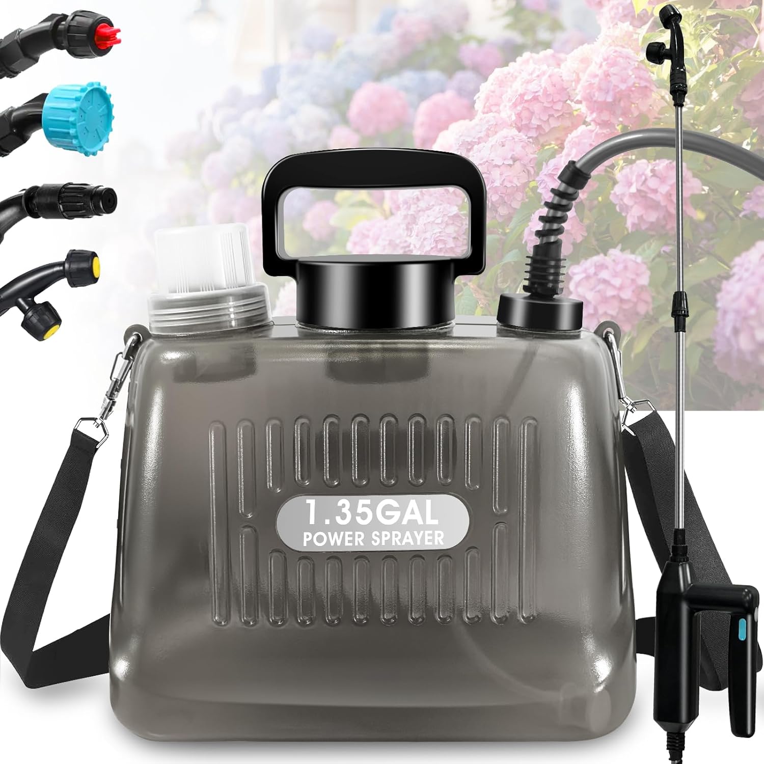 Battery Powered Garden Sprayer with 4 Mist Nozzles