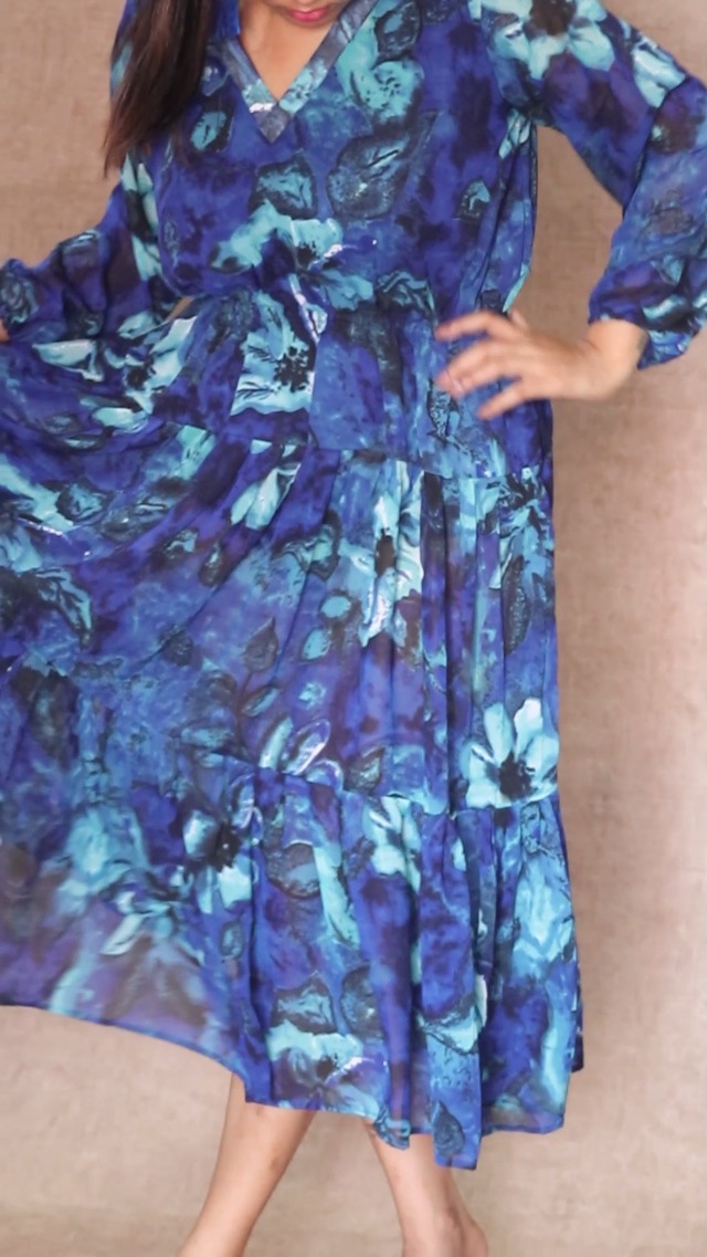 Buy OMPALI CLOTHING Stylish Blue Floral Maxi One-Piece Dress for