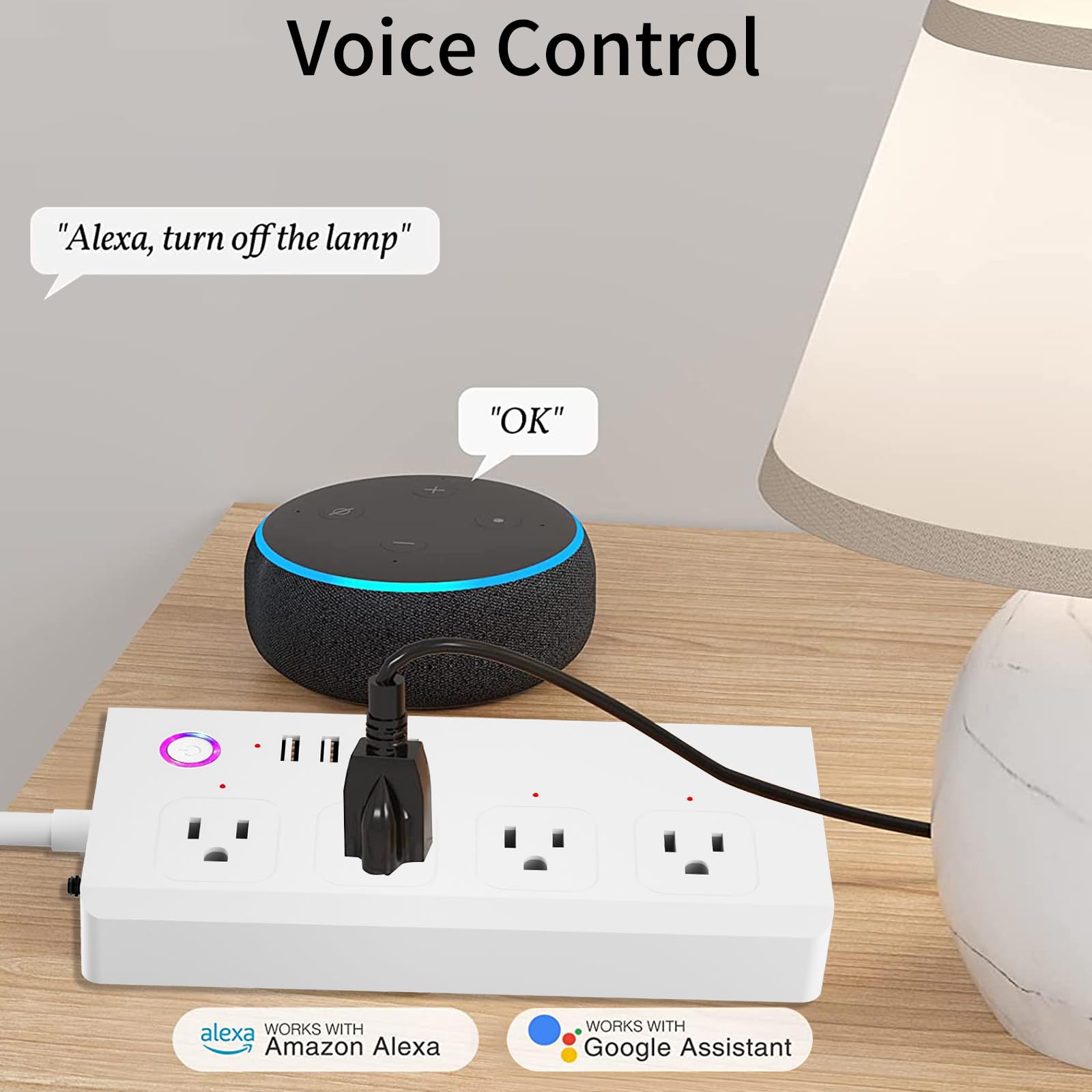 Useelink Ciabatta Intelligente WiFi Con 4 Prese E 2 Porte USB – Compatibile Con Alexa E Google Home – Controllo Remoto, Timer E Protezione Da Sovratensione, 1650W