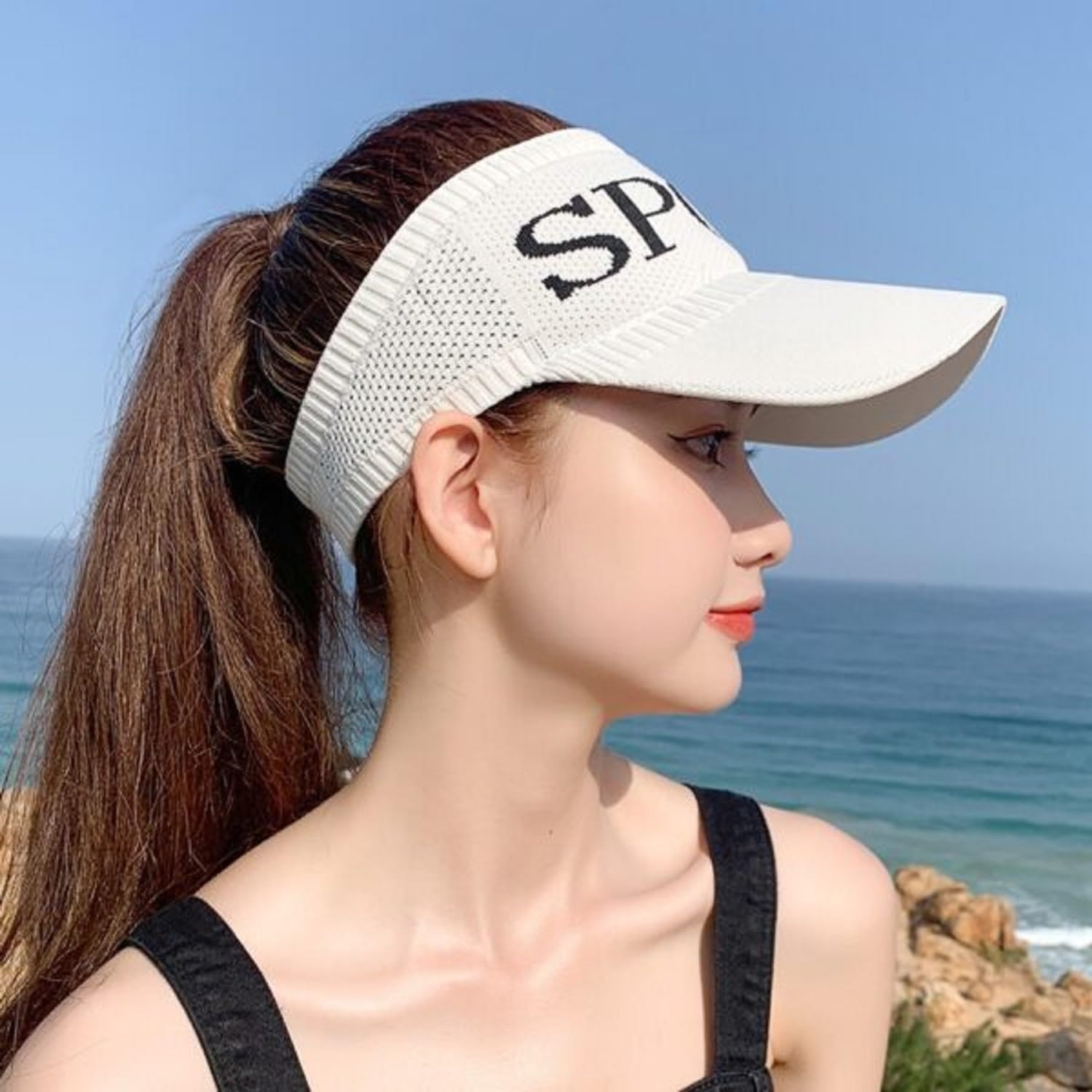 Tqloqz Sports caps for Men and Women Half Visor Peak hat White - Image 4 thumbnail