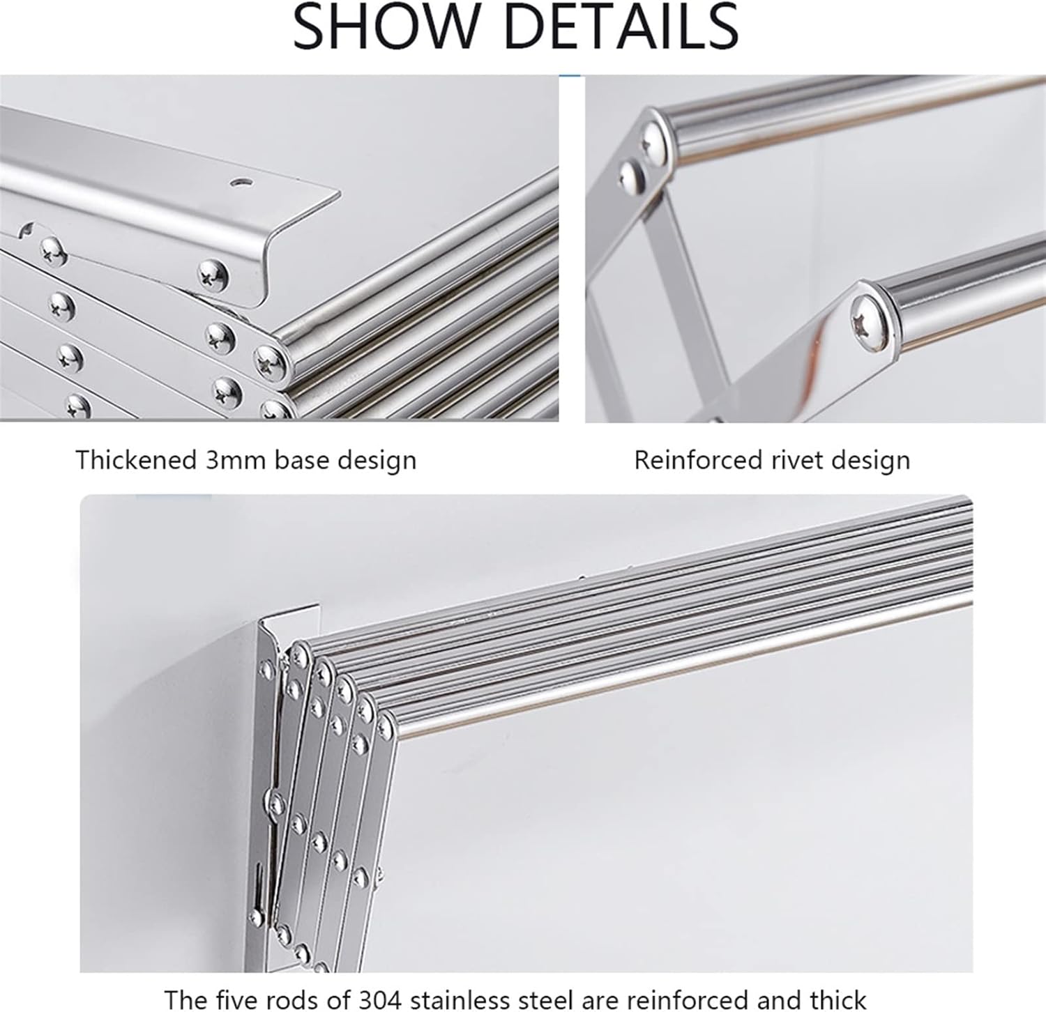 Retractable Wall-Mounted Drying Rack - Rustproof Clothes Airer with Easy Storage & Installation - 110 lb Capacity Folding Hanger for Household Use & Towel Rail