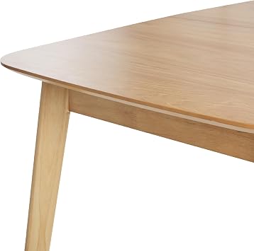 Beliani Extending Dining Table Light Oak Seats 6 Room Kitchen Veneered Leaf