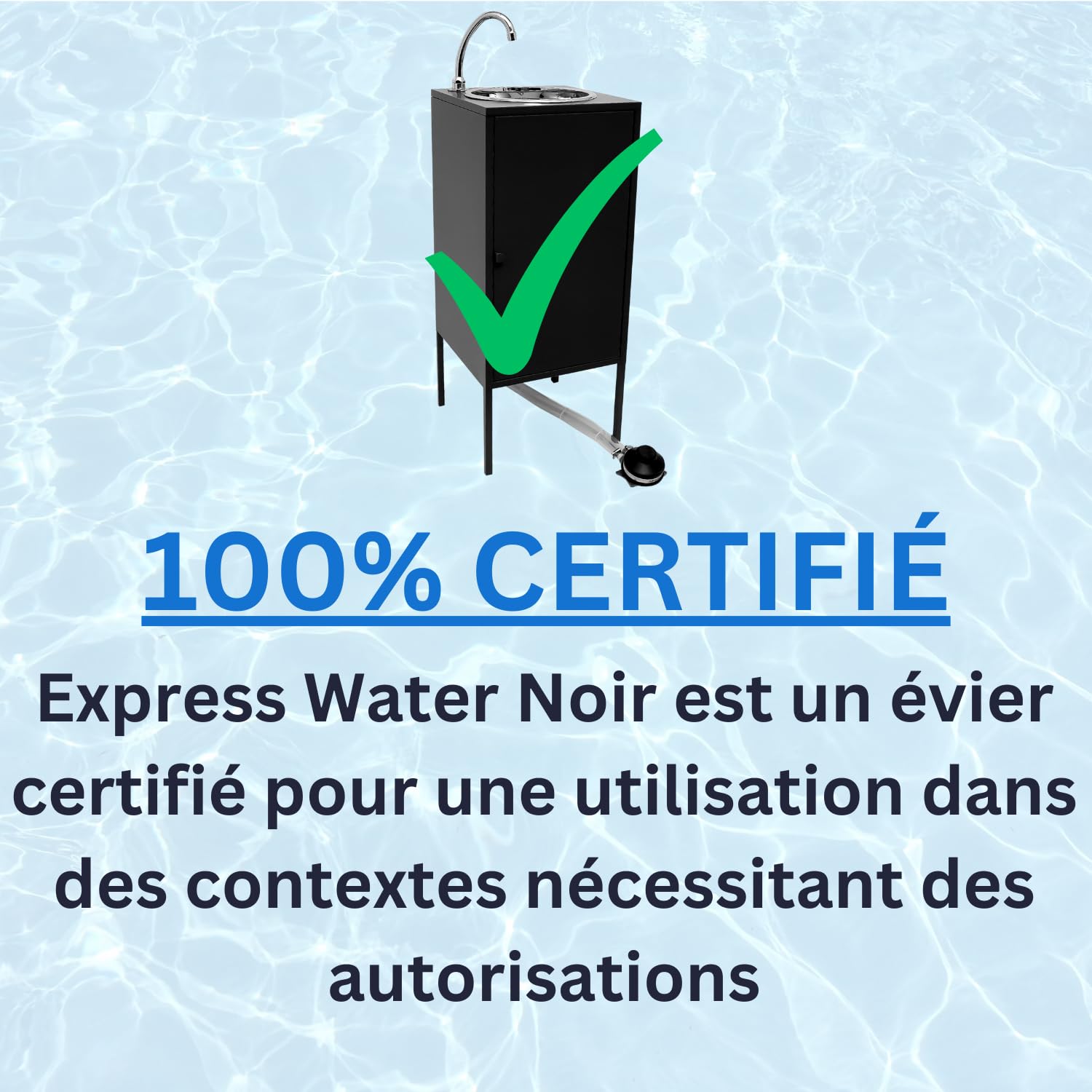 Express Water Basic Noir, Lavabo Portable Autonome Transportable, avec Réservoir d'Eau, en Acier Inoxydable, avec Commande à Pédale, Certifié, pour Magasins et Cabinets Médicaux