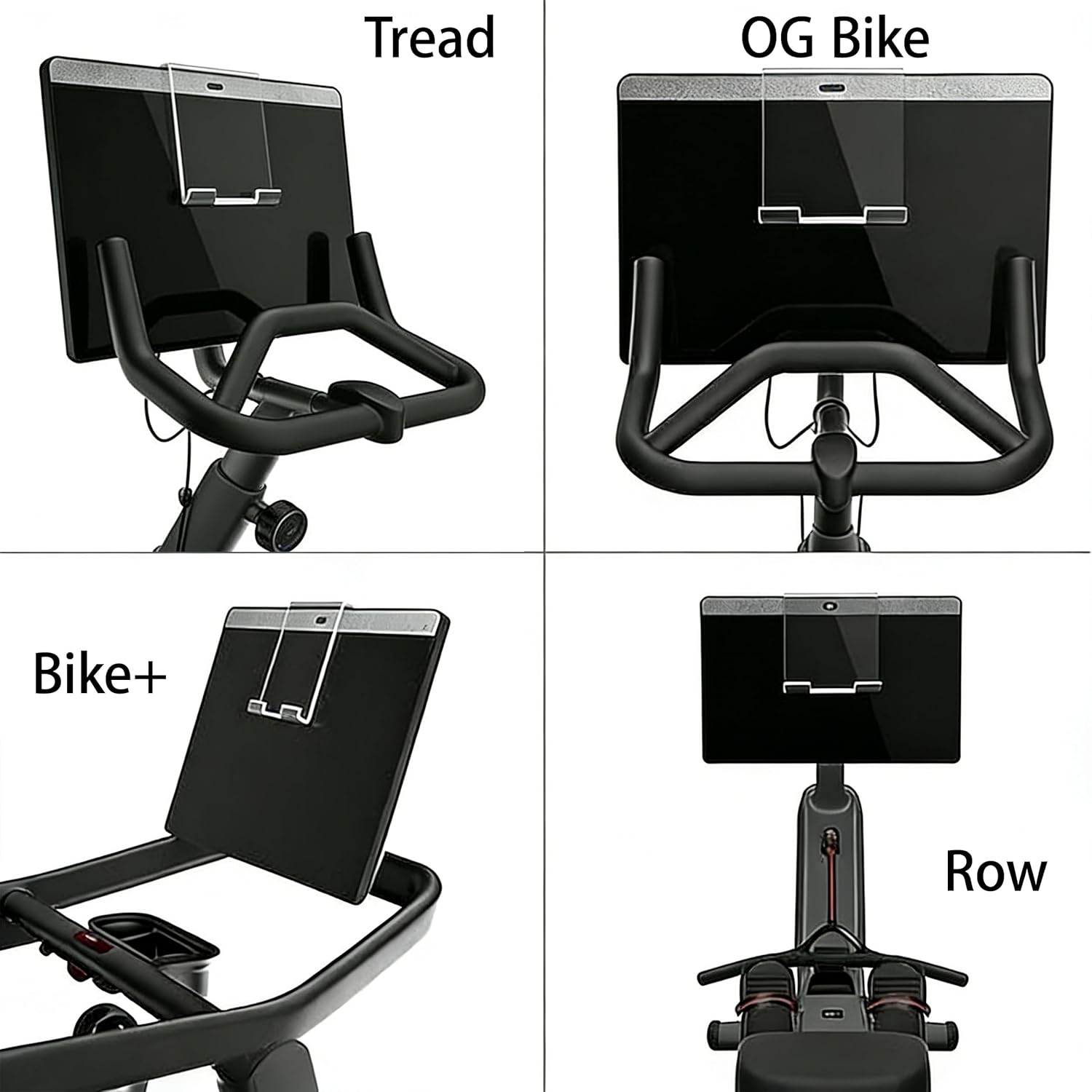 Exercise Bike Tablet Holder, Screen-Top Mount with Non-Slip Pad, Clear Stand for Stationary Bike,Peloton Bike & Plus & Tread & Row， Compatible with iPad and Most Devices