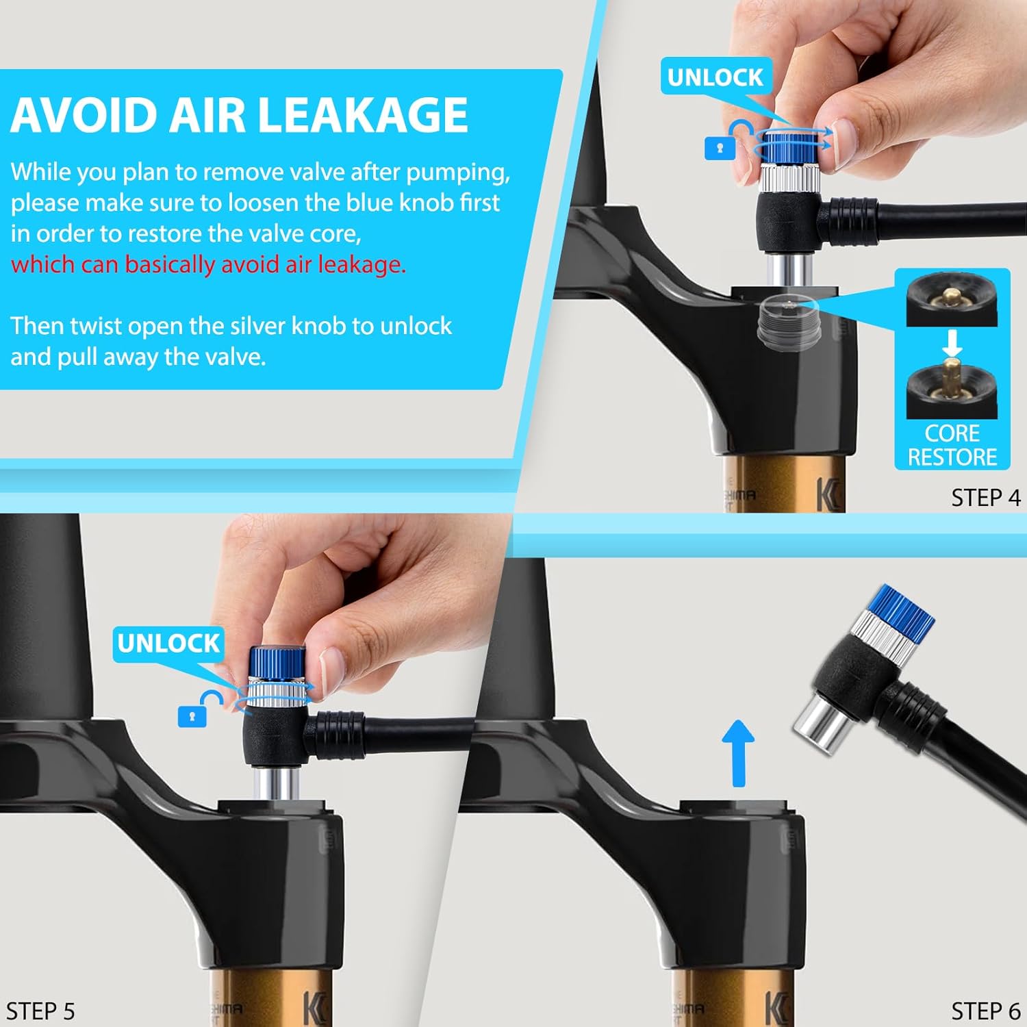Hycline High Pressure Shock Pump 400 PSI: MTB Bike Pump for Fork & Rear Suspension with Alloy Gauge & Air Bleed - Air Pump for Mountain Gravel Bikes Fits Schrader Valve
