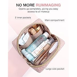 BAGSMART Small Makeup Bag, Travel Cosmetic Bag Make Up Pouch Small Travel Essentials for Women Dorm Room Essentials Pouch,Water-resistant Toiletry Bag,Makeup Organizer Bag, Pink