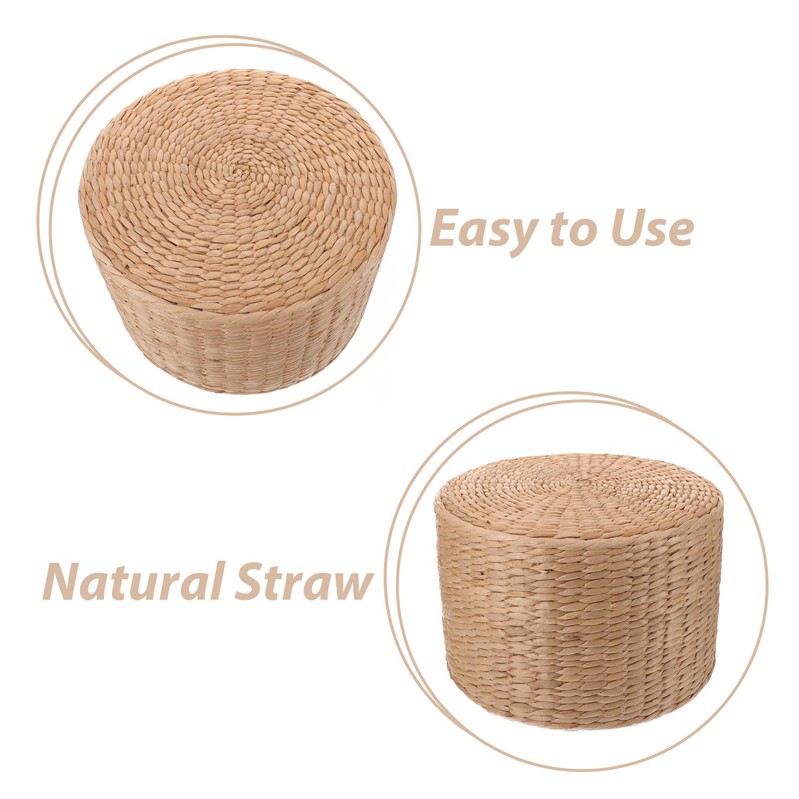 STOBAZA Taburete Puff Yute Tejido Natural para Exterior y Jardín