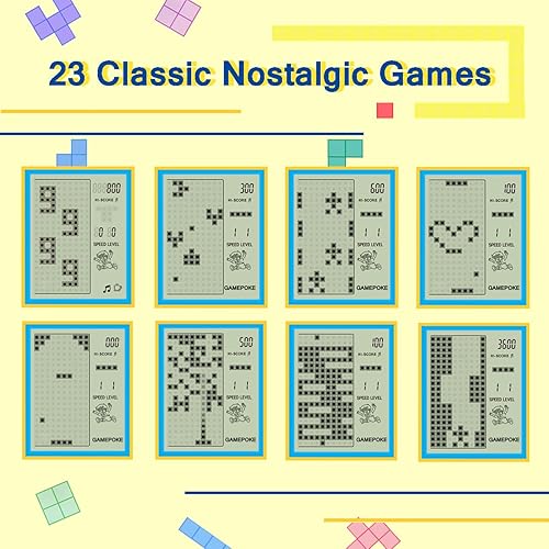 Miniatura 3 de 2 consolas de juegos de ladrillo de pantalla grande, juegos electrónicos integrados en 23 juegos clásicos para niños y adultos (color al azar)