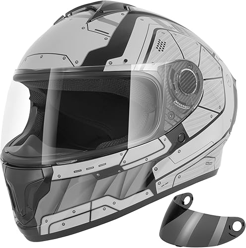Spark Casco de Motocicleta de Cara Completa para Adultos para Motocicleta de Calle - Cascos de Motocicleta Certificados DOT con Ventilación Avanzada