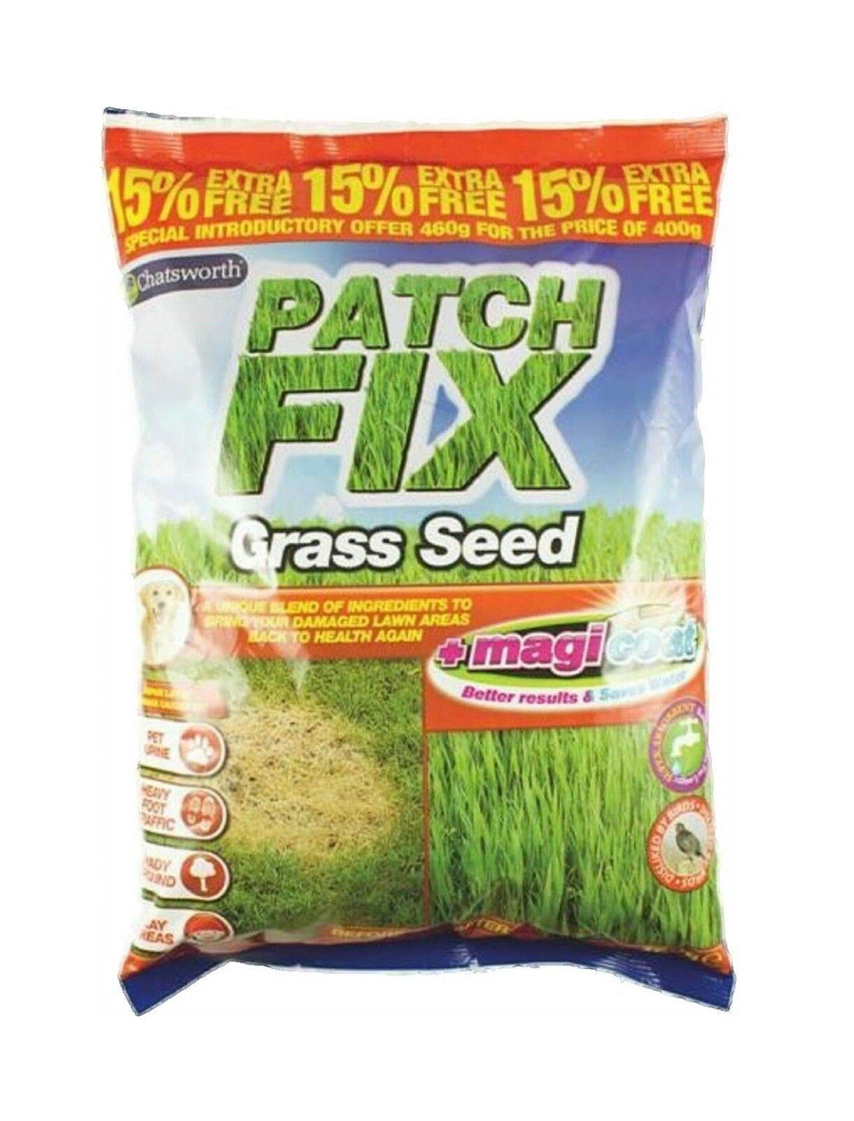 Chatsworth PATCH FIX GRASS SEED Repairs damaged Lawns 460g Pack