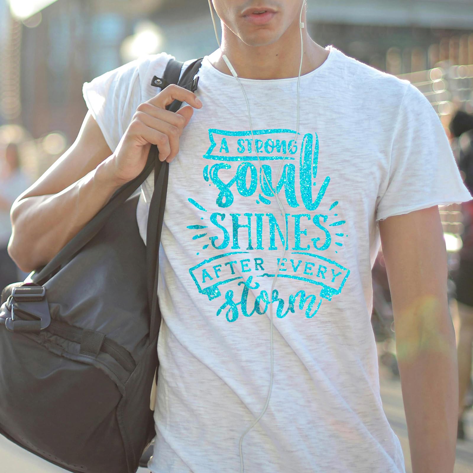 VINYL FROG Glitter HTV Vinyl 10" X5ft Heat Transfer Vinyl Roll Blue Iron On Vinyl Sparkle Heat Press Vinyl For T-Shirts Gift Designs